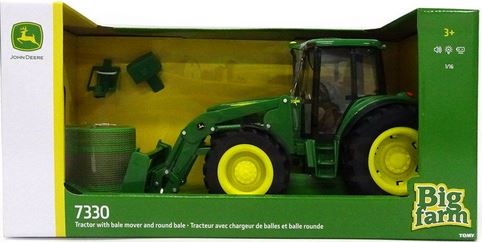 John Deere Tractor With Front Bale Mover & Bale