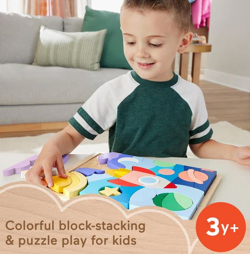 Fisher-price Wooden Space Blocks Puzzle 