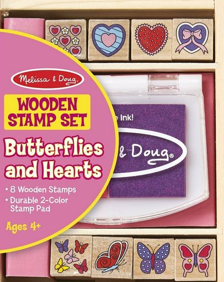 Melissa & Doug Butterflies/hearts Wooden Stamp Set