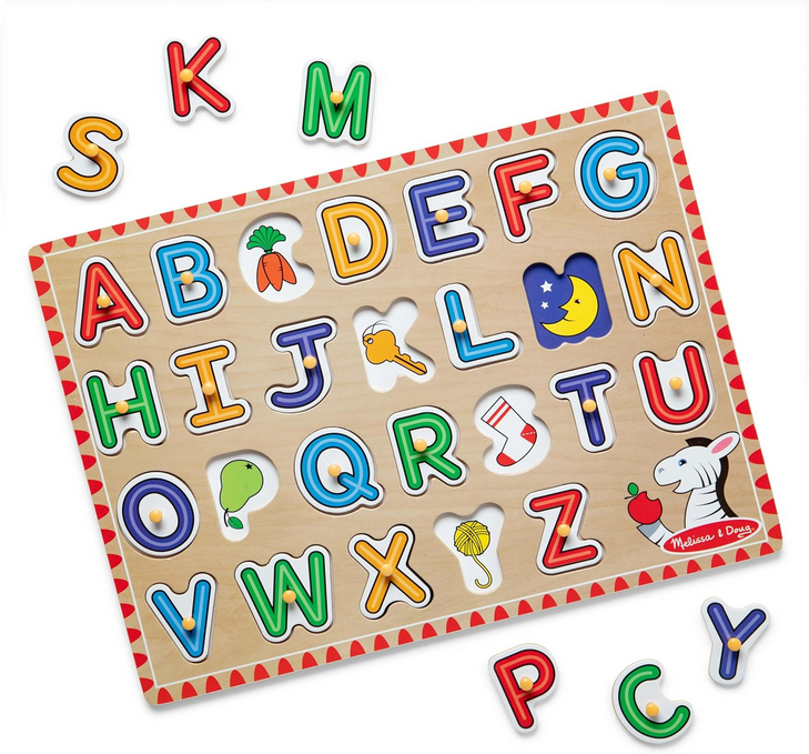 Melissa & Doug Lift & See Inside Alphabet Wooden Peg Puzzle