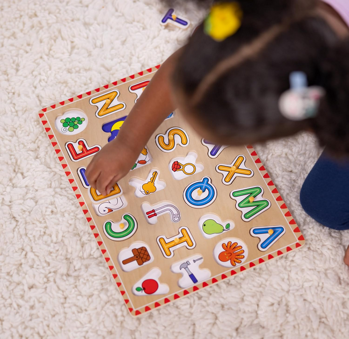 Melissa & Doug Lift & See Inside Alphabet Wooden Peg Puzzle