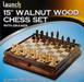 Chess  Set Dlx Walnut Wood With Drawer 15"