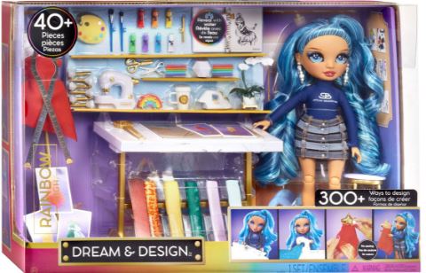 Rainbow High Dream & Design Fashion Studio Playset. Fashion Designer  Playset with Exclusive Blue Skyler Doll. Plus Easy No Sew Fashion Kit. Gift  for