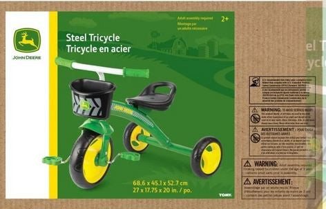 John Deere Steel Green Tricycle With Basket Age:2+