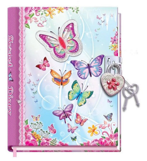Diary With Lock Butterfly Design Ages:6+