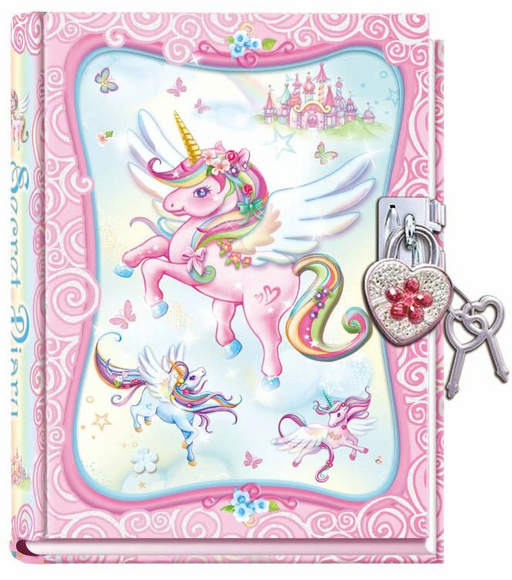 Diary With Lock Unicorn Design