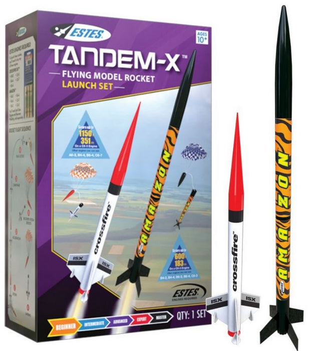 Estes Tandem-x Intermediate Model Rocket 2 Pc Set