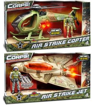 The Corps Air Strike Jet & Copter Assorted With Lights & Sounds