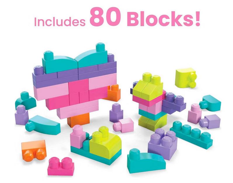 Mega Bloks 80 Pc Big Pink Building Bag 