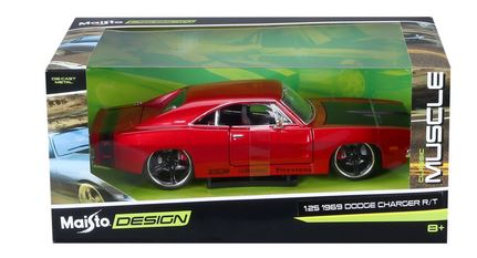 Maisto 1/25 Sc 1969 Dodge Charger Die Cast Car (red)