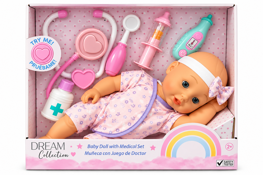Gigo Dream Collection 12" Baby Doll With Medical Set