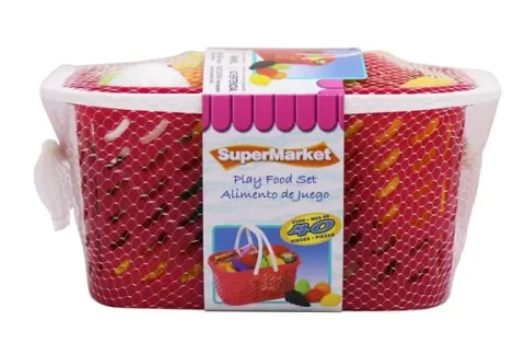 40pc Supermarket Food Set In Basket
