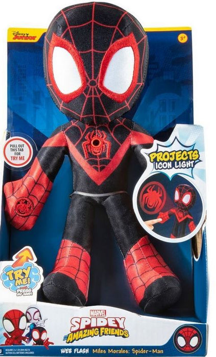 Spidey Amazing Friends Web Flash Miles Morales Plush With Icon Light