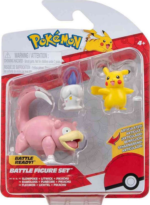 Poke'mon Slowpoke+litwick+pikachu Battle Fig Set