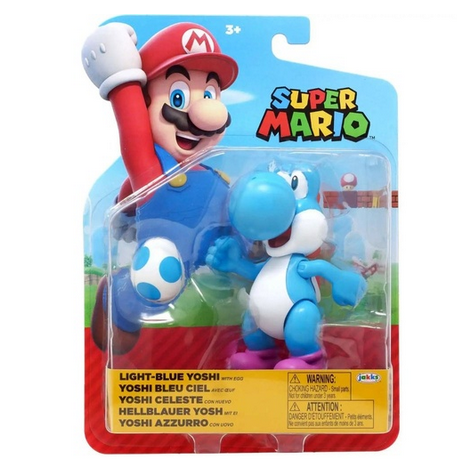 Super Mario Light Blue Yoshi With Egg 4" Figure 