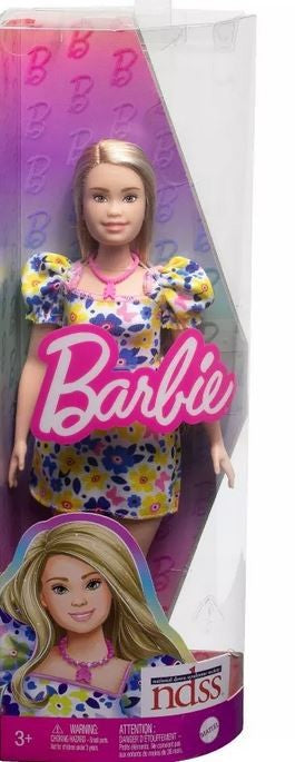 Barbie Fashion Blonde Doll Ndss Yellow Flower Dress