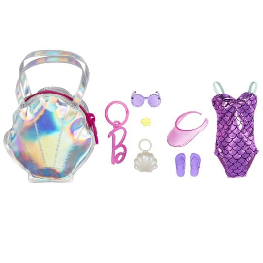 Barbie Purple Scale Dress With Shell Backpack And Accessories Pack