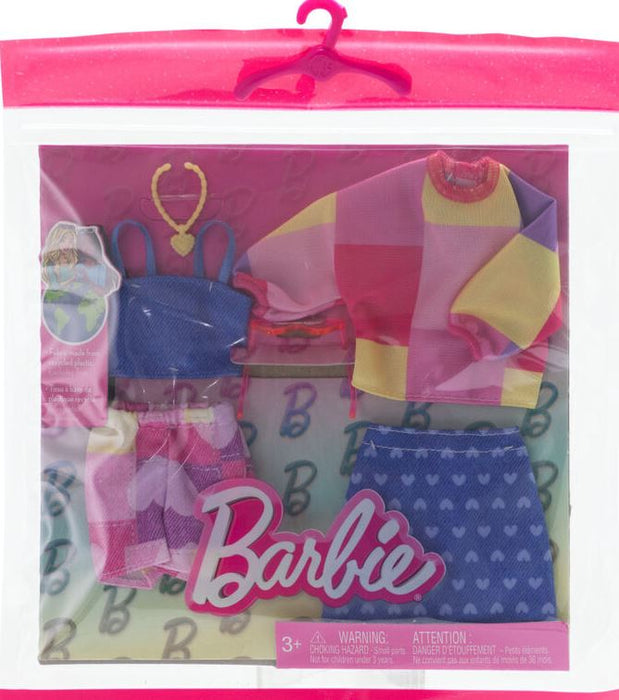 Barbie Fashion Outfit Pink/blue With Glasses 2 Pack