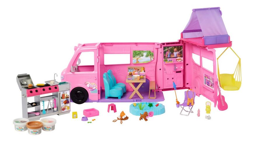 Barbie Dream Camper Vehicle Playset With Bbq & Colour Change Food (hrj78-0)