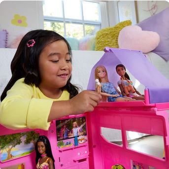 Barbie Dream Camper Vehicle Playset With Bbq & Colour Change Food (hrj78-0)