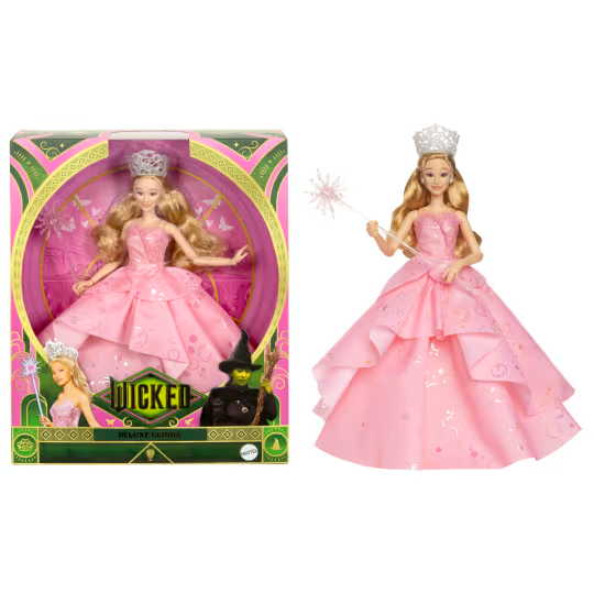 Wicked Deluxe Glinda Fashion Doll & Accessories With Removable Outfit & Posability