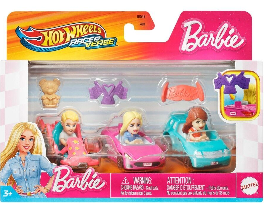 Hot Wheels Barbie Racer Verse 3 Car Set 