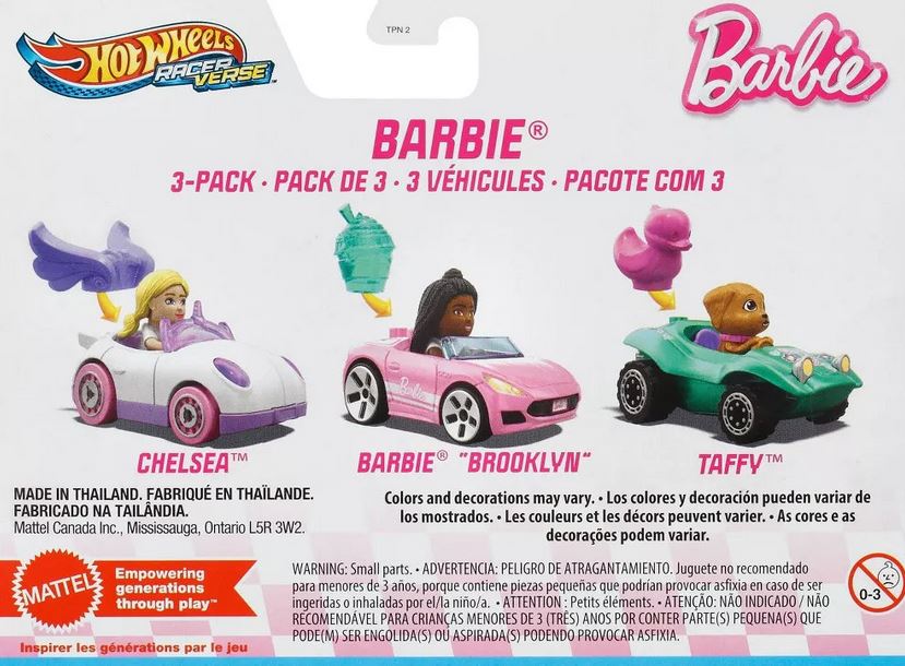 Barbie Hotwheels` Racers Verse Vehicles With Figures 3 Pc Pack