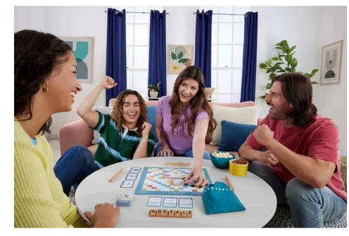 Scrabble Wooden Tiles And Racks 2 In Double Sided Board Game 