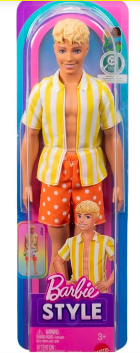 Barbie Ken Fashionista Doll - 252  Yellow Stripe Shirt & Orange Polka Dot Pant