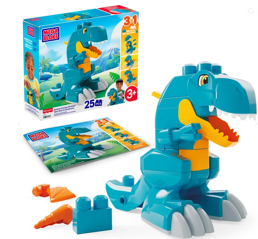 Meg Bloks 3 In 1 Build 7 Chomp Dinosaur 25pc Block Set Ages:3+