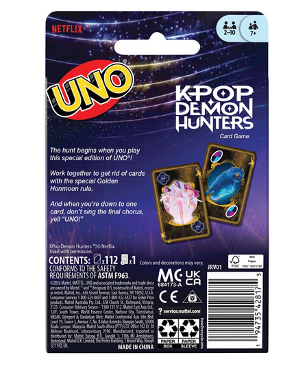 Uno K-pop Demon Hunters Card Game