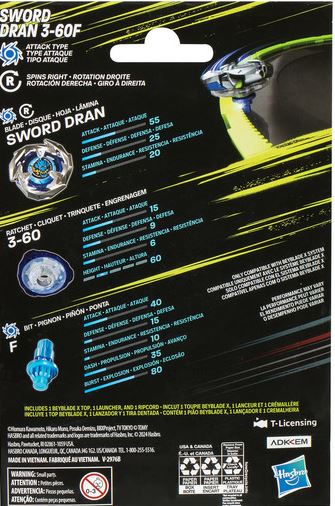 Beyblade Starter Pack Sword Dran 3-60f