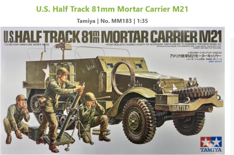Tamiya U.s Mortar Carrier M21 Model Kit