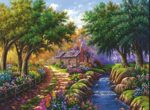 Ravensburger Cottage By The River 1500 Pc Puzzle
