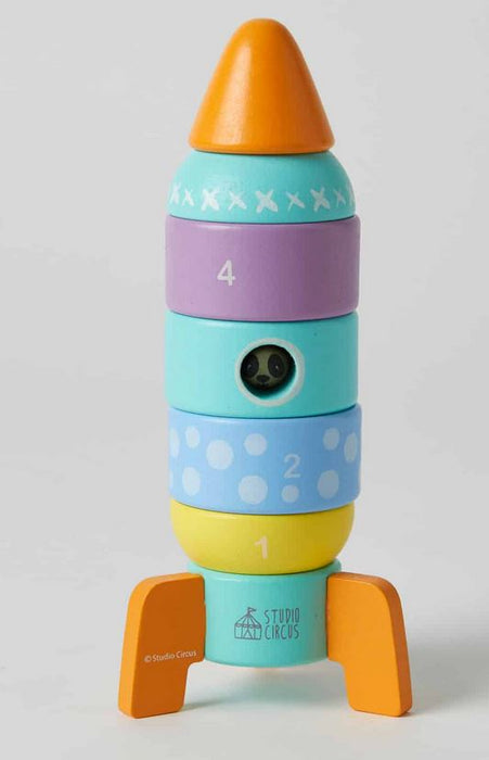 Rocket Stacking Tower Wooden Toy