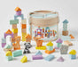 Wooden Blocks Set With Animal Shapes 50 Pc Bucket