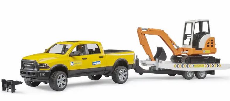 Bruder Ram 2500 Power Wagon Rental Service With Trailer & Excavator