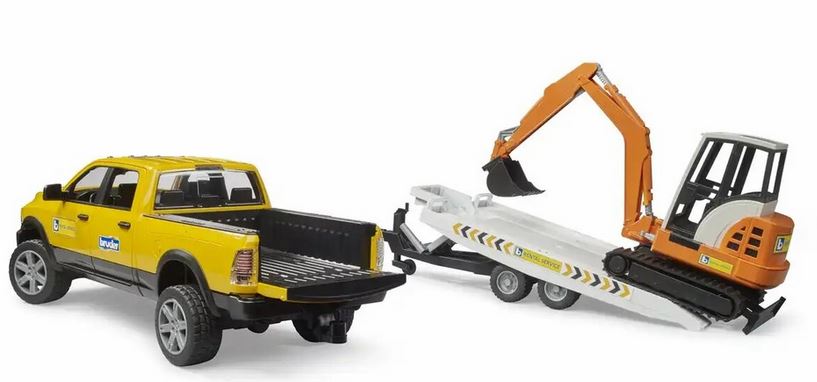 Bruder Ram 2500 Power Wagon Rental Service With Trailer & Excavator
