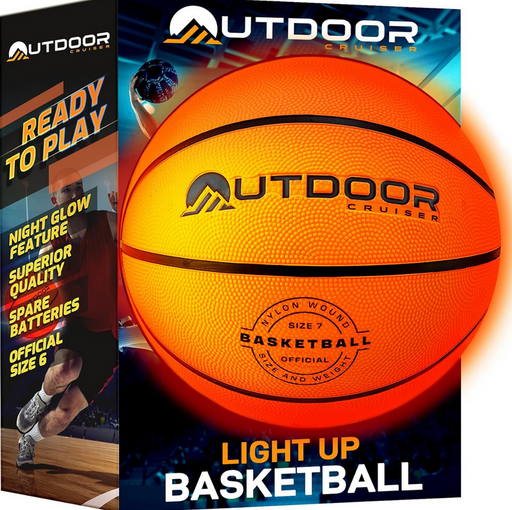 Led Rubber Basketball Orange With Glow In The Dark