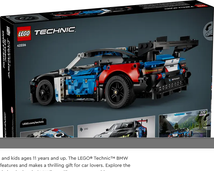 Lego 42226 Technic Bmw Gt3 Evo Race Car