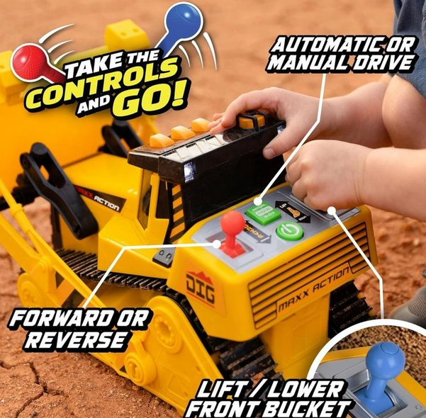 Maxx Actione 18" Motorized Bulldozer Light & Sounds - Yellow