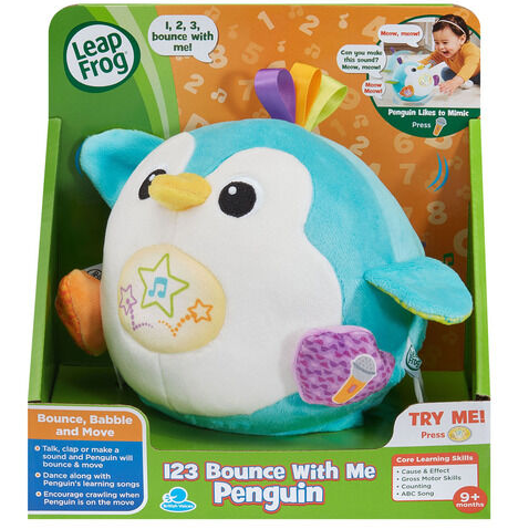 Leapfrog 123 Bounce With Me Penguin Interactive Plush Ages:9m+