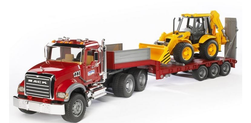 Bruder 1.16 Mack Tga Low Loader Truck W/jcb 4cx Backhoe Loader