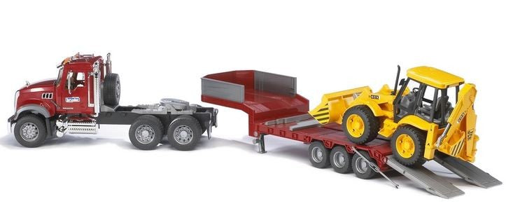 Bruder 1.16 Mack Tga Low Loader Truck W/jcb 4cx Backhoe Loader