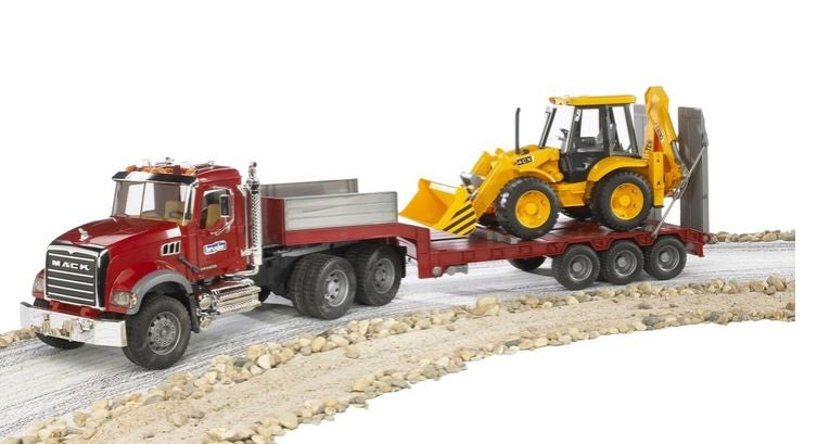 Bruder 1.16 Mack Tga Low Loader Truck W/jcb 4cx Backhoe Loader