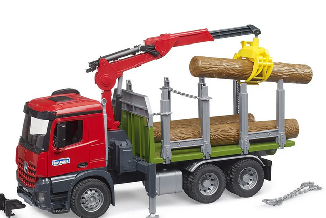 Bruder Forestry Mercedes Arocs Timber Truck With Loading Crane Garbage & Trunks