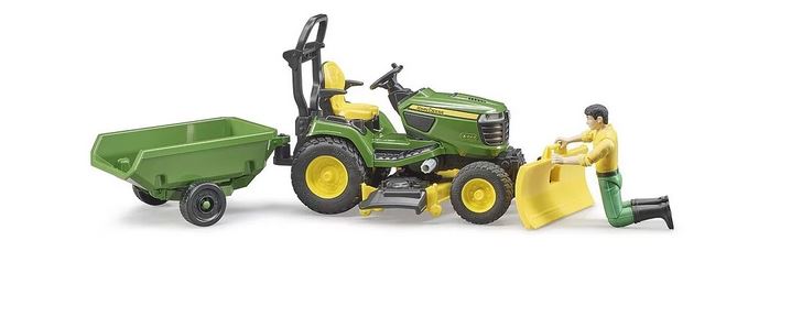 Bruder Agriculture J Deere Lawn Tractor + Trailer +gardener Figure