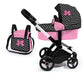 Bayer Trendy Doll Pram Pink & Black  White Harts And A Bow