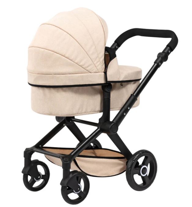 Bayer Xeo Beige Doll Pram With Black Trim & Frame