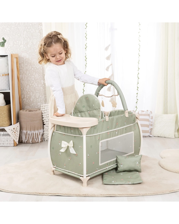 Bayer Multi Bed Doll Cot & Intergrated High Chair - Soft Sage Green